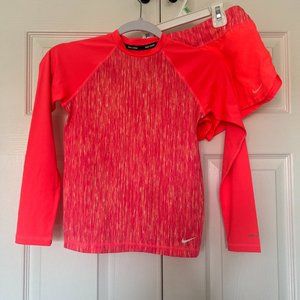 Nike youth swim shirt and shorts